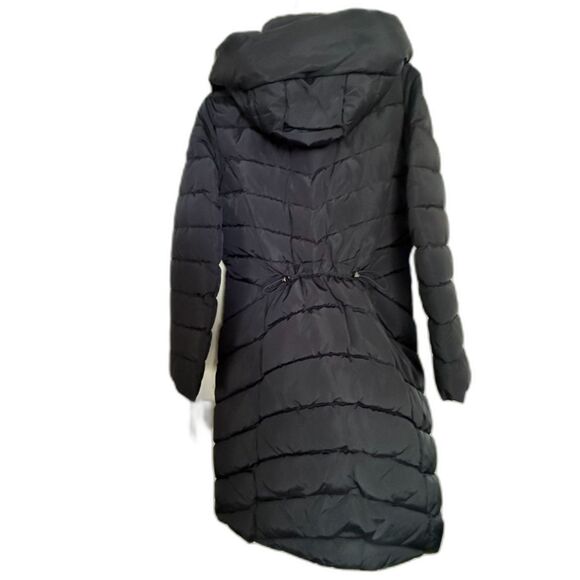 New-Blue Long Quilted Coat- Laundry Shelli Segal Los Angelos Sz Large MSRP$350 - Picture 2 of 9
